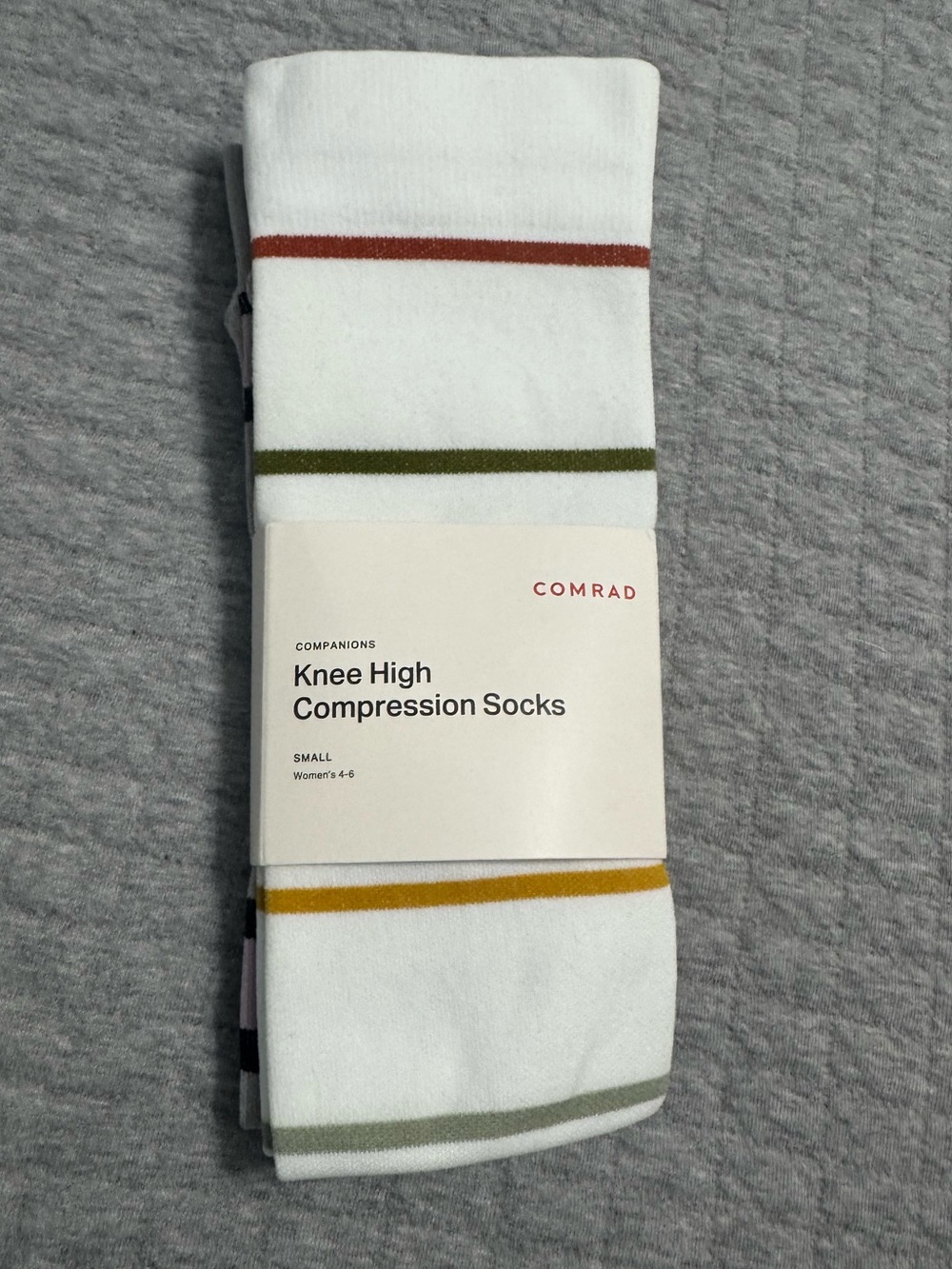 Comrad Nylon Knee High Compression Socks 2 Pack Striped Size Small